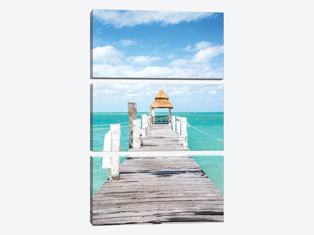 Wooden Pier To The Caribbean Sea, Mexico by Matteo Colombo 3-piece Art Print