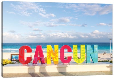 Cancun Welcome Sign, Mexico Canvas Art Print