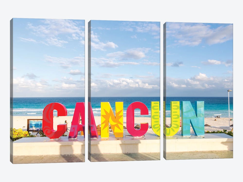 Cancun Welcome Sign, Mexico by Matteo Colombo 3-piece Art Print
