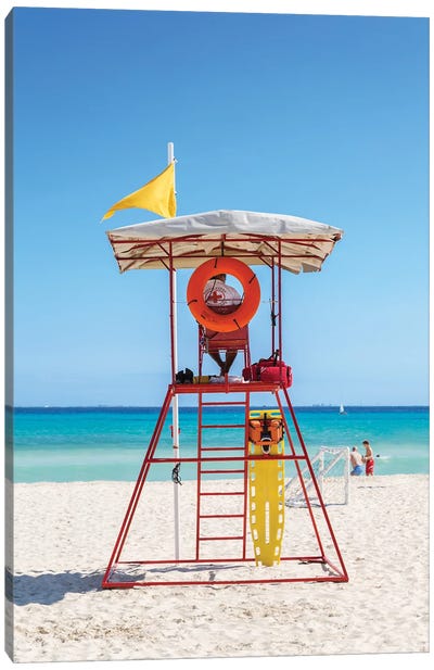 Lifeguard Stand On The Beach, Playa Del Carmen, Mexico Canvas Art Print - Mexico Art