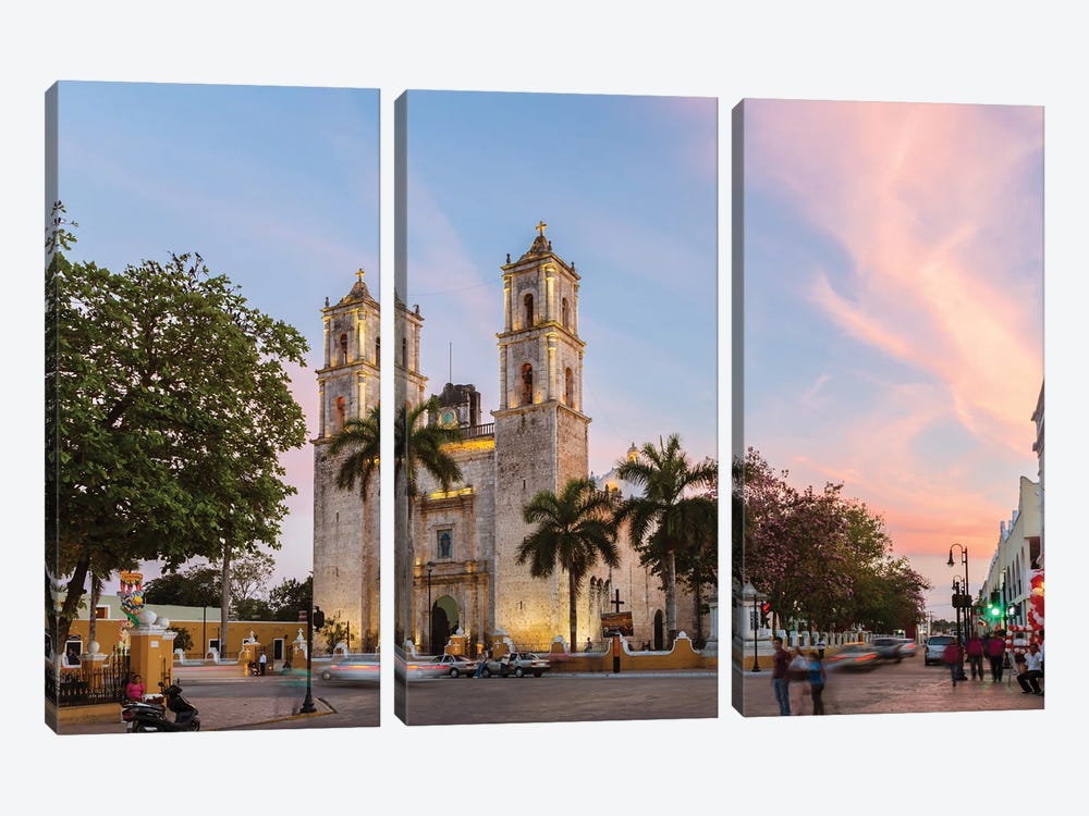 Cathedral, Valladolid, Yucatan, Mexico by Matteo Colombo 3-piece Canvas Art Print