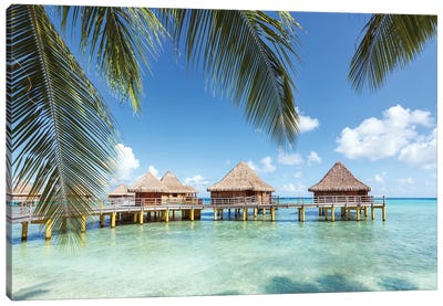 Water Bungalows In Rangiroa, French Polynesia Canvas Art Print - Beauty & Spa