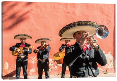 Mariachi Band With Sombreros, Yucatan, Mexico Canvas Art Print - Mexico Art