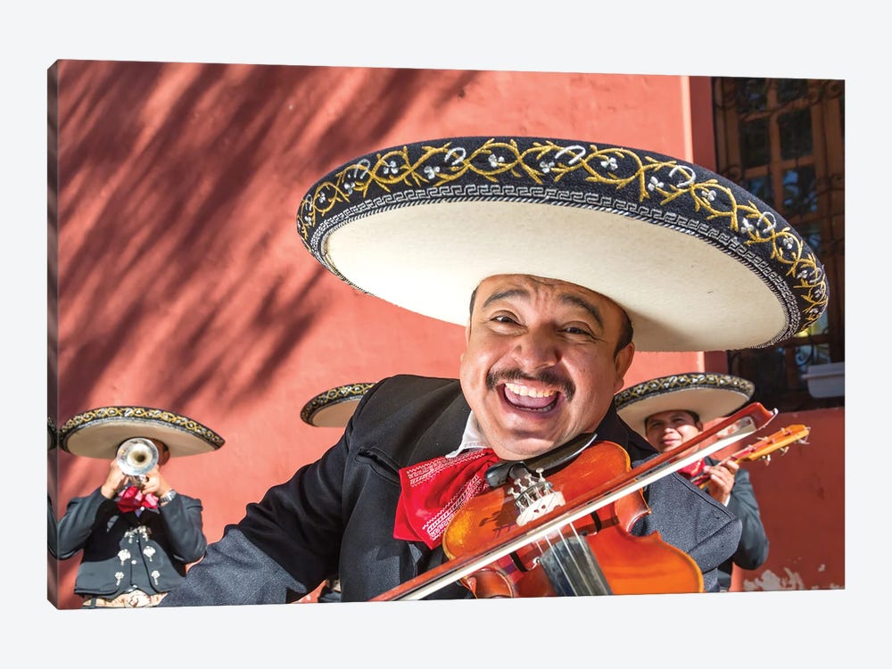 Funny Mariachi Playing Violin, Yucatan, Mexico by Matteo Colombo 1-piece Canvas Art Print