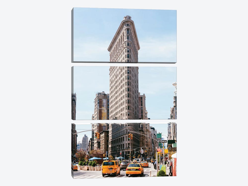 Yellow Cabs And Flatiron Building, New York City by Matteo Colombo 3-piece Canvas Art