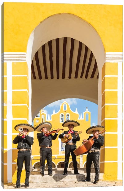 Four Mariachis With Instruments, Yucatan, Mexico Canvas Art Print - Mexican Culture