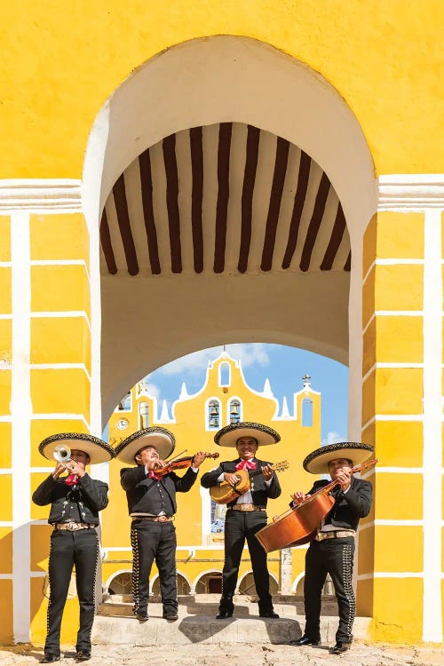 Four Mariachis With Instruments, Yucatan, Mexico