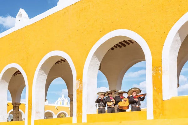 Mexican Culture: Mariachis At Izamal, Yucatan, Mexico by Matteo Colombo