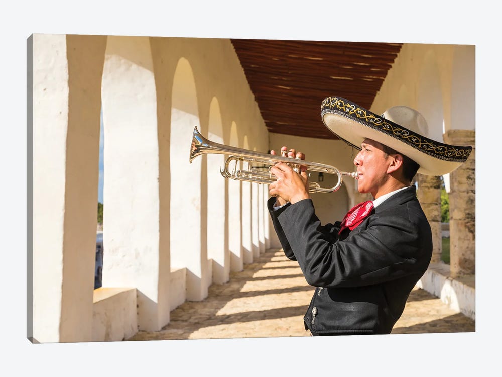 Mariachi Man Playing Trumpet, Yucatan, Mexico by Matteo Colombo 1-piece Art Print