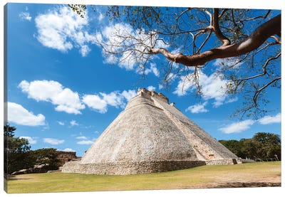 Pyramid Of The Magician, Uxmal, Yucatan, Mexico Canvas Art Print - Mexican Culture