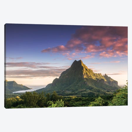 Sunset Over Moorea Island, French Polynesia Canvas Print #TEO1805} by Matteo Colombo Canvas Artwork