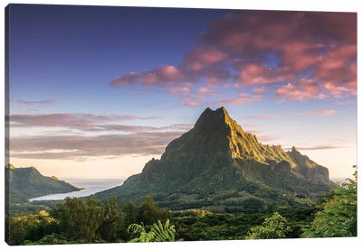Sunset Over Moorea Island, French Polynesia Canvas Art Print - French Polynesia Art