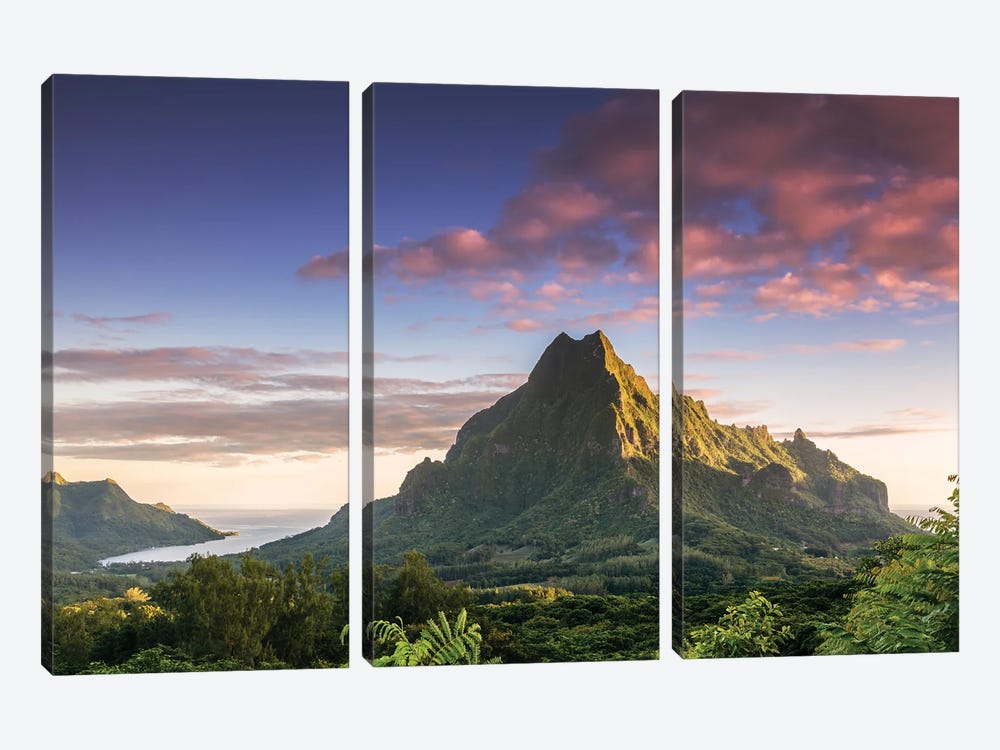 Sunset Over Moorea Island, French Polynesia by Matteo Colombo 3-piece Canvas Print