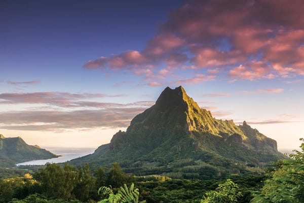 Mountain Sunrises & Sunsets: Sunset Over Moorea Island, French Polynesia by Matteo Colombo