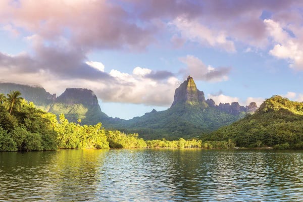 French Polynesia: Bay And Mountains At Sunset, Moorea Island, French Polynesia by Matteo Colombo