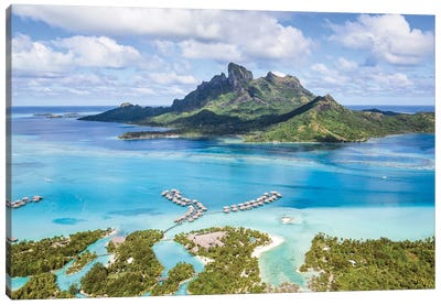 Bora Bora Island Aerial, French Polynesia Canvas Art Print - Aerial Photography