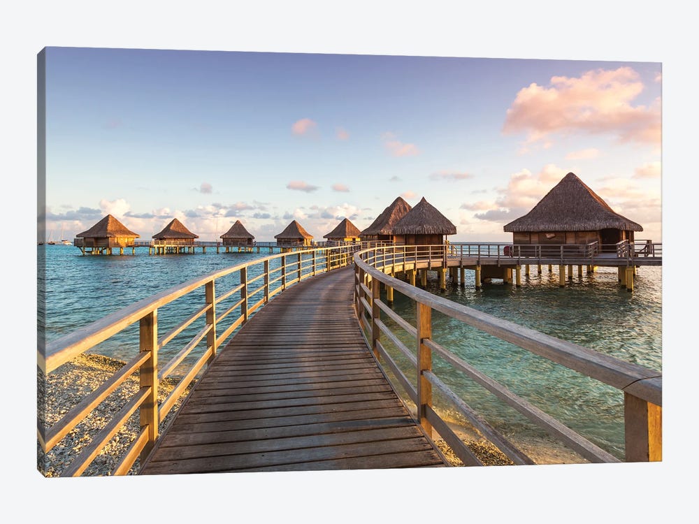 Sunset Over The Bungalows, Rangiroa, French Polynesia by Matteo Colombo 1-piece Art Print