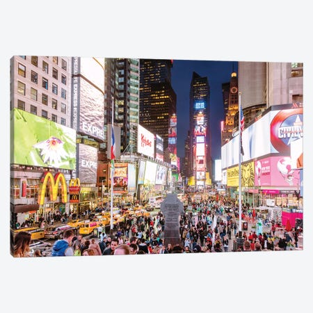 Time Square At Night, New York City Canvas Print #TEO1846} by Matteo Colombo Canvas Wall Art