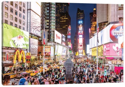 Time Square At Night, New York City Canvas Art Print - Times Square
