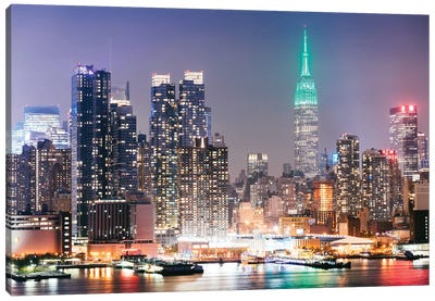 Empire State Building And Skyline At Dusk, New York City Canvas Art Print
