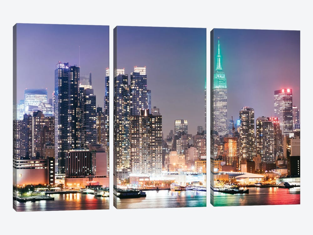 Empire State Building And Skyline At Dusk, New York City by Matteo Colombo 3-piece Art Print