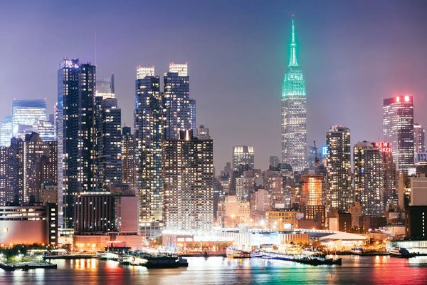 Empire State Building And Skyline At Dusk, New York City