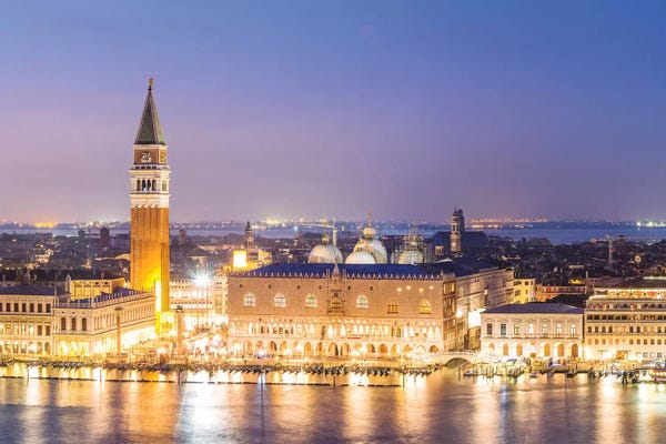 Venice: Aerial Of Venice At Night by Matteo Colombo