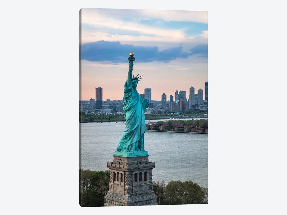 Aerial Of The Statue Of Liberty At Sunset, New York City by Matteo Colombo 1-piece Art Print