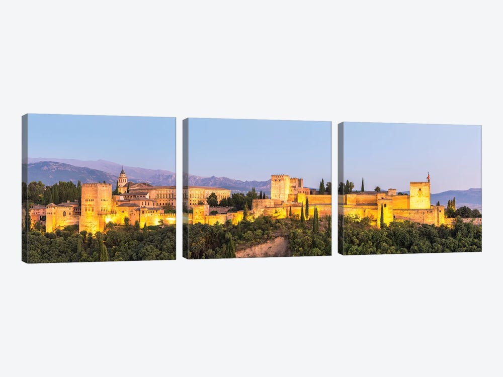 Alhambra Palace At Night, Granada by Matteo Colombo 3-piece Canvas Art