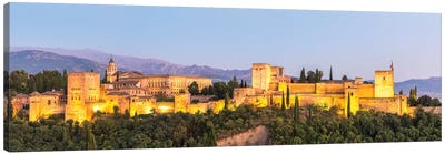 Alhambra Palace At Night, Granada Canvas Art Print - Castle & Palace Art