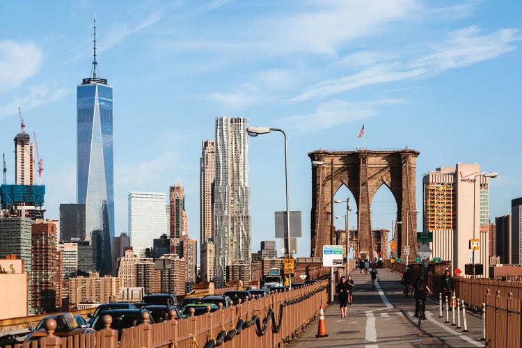 Nyc Skyline And Brooklyn Bridge, New York City by Matteo Colombo wall art