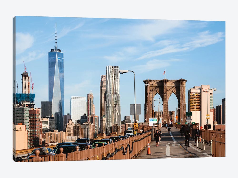 Nyc Skyline And Brooklyn Bridge, New York City by Matteo Colombo 1-piece Canvas Art