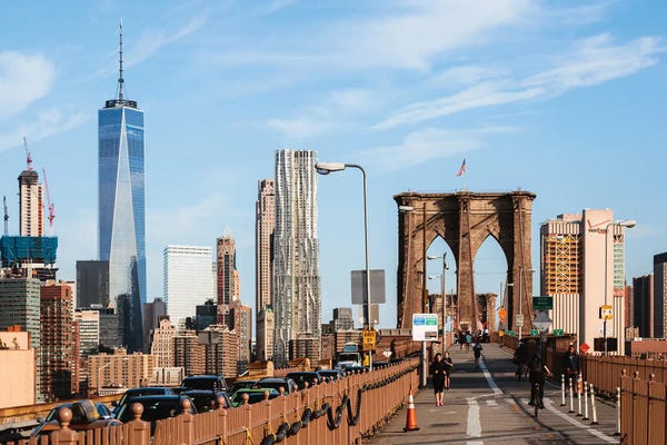 Canvas Print: Nyc Skyline And Brooklyn Bridge, New York City by Matteo Colombo