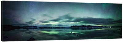Aurora Borealis Panorama, Iceland Canvas Art Print - Ocean Art