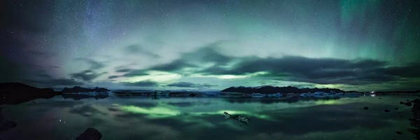Large Photography - Canvas Prints: Aurora Borealis Panorama, Iceland by Matteo Colombo