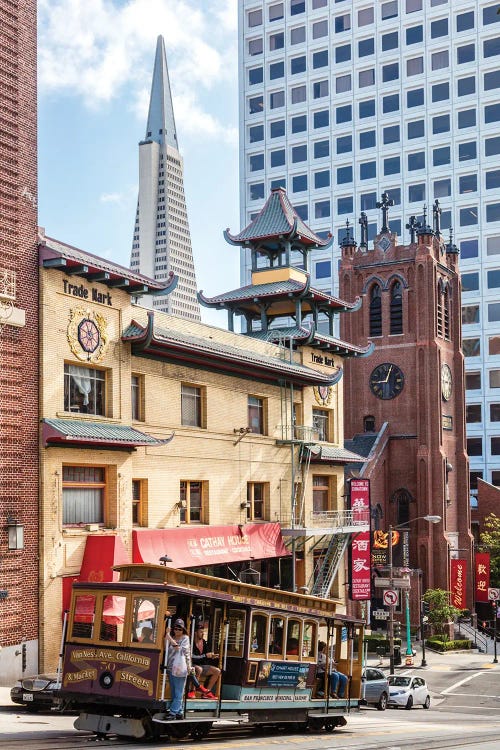 Cable Car And Transamerica Pyramid, San Francisco