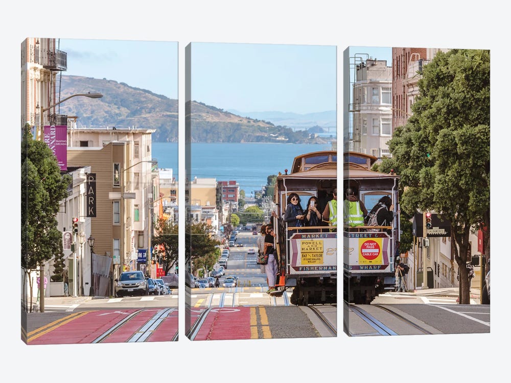 Cable Car Of San Francisco, California by Matteo Colombo 3-piece Canvas Art Print