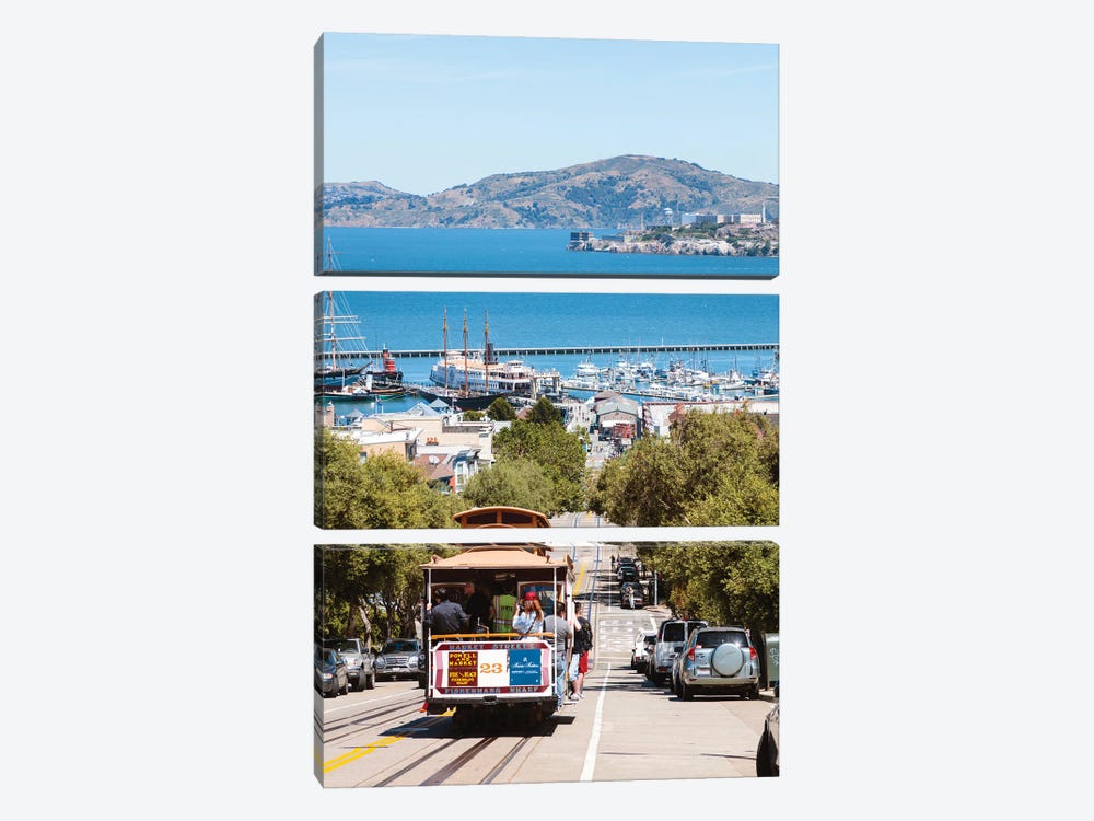 Iconic Cable Car And San Francisco Bay, California by Matteo Colombo 3-piece Canvas Wall Art