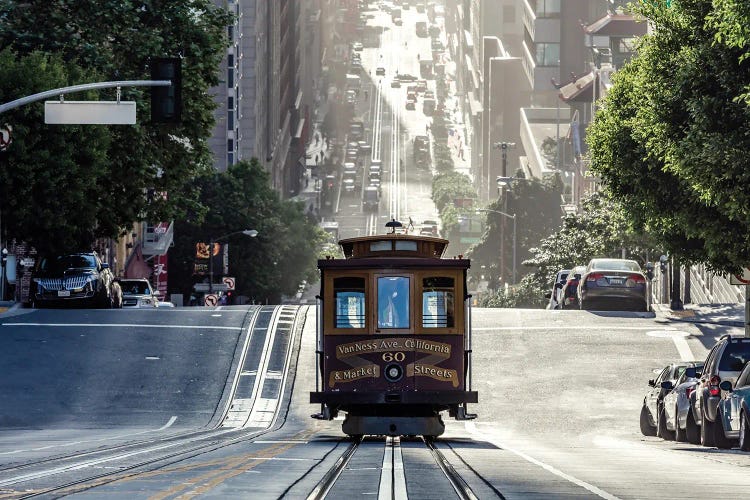 Cable Car In California Street, San Francisco, California