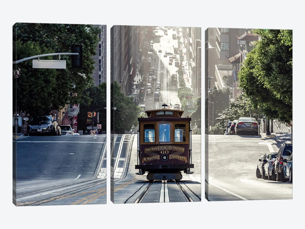 Cable Car In California Street, San Francisco, California by Matteo Colombo 3-piece Canvas Art