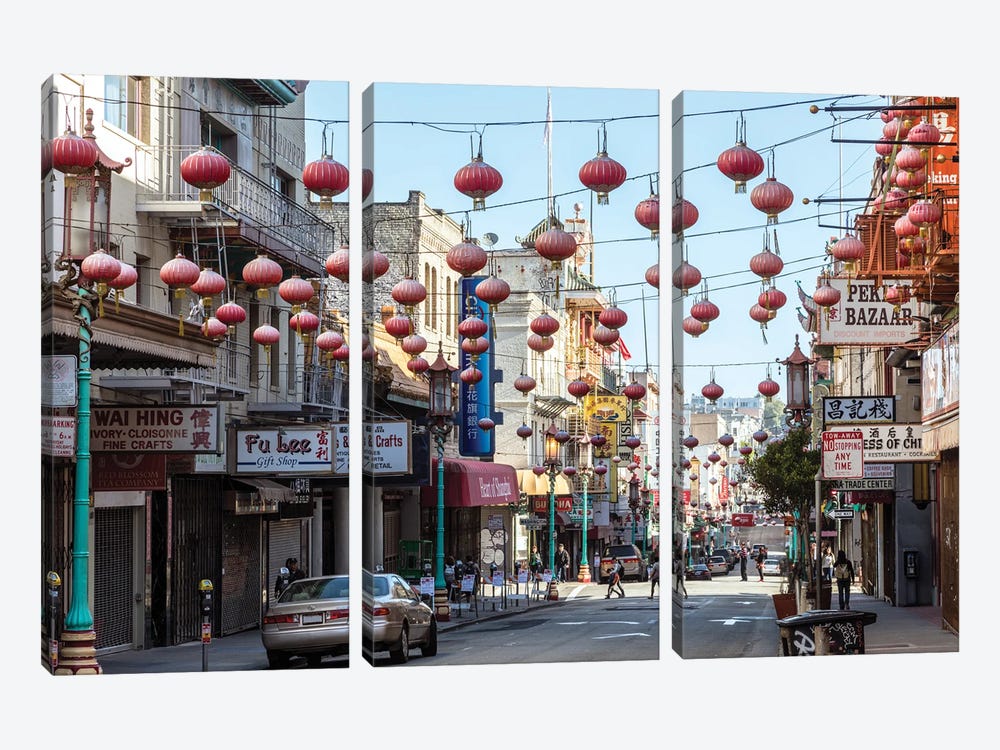 Streets Of Chinatown, San Francisco, California by Matteo Colombo 3-piece Art Print