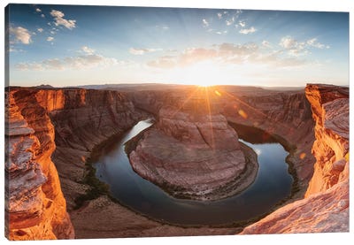 Horseshoe Bend And Colorado River At Sunset, Page, Arizona Canvas Art Print - Arizona Art