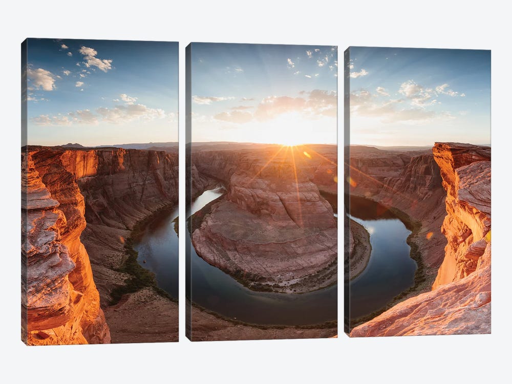 Horseshoe Bend And Colorado River At Sunset, Page, Arizona by Matteo Colombo 3-piece Canvas Wall Art