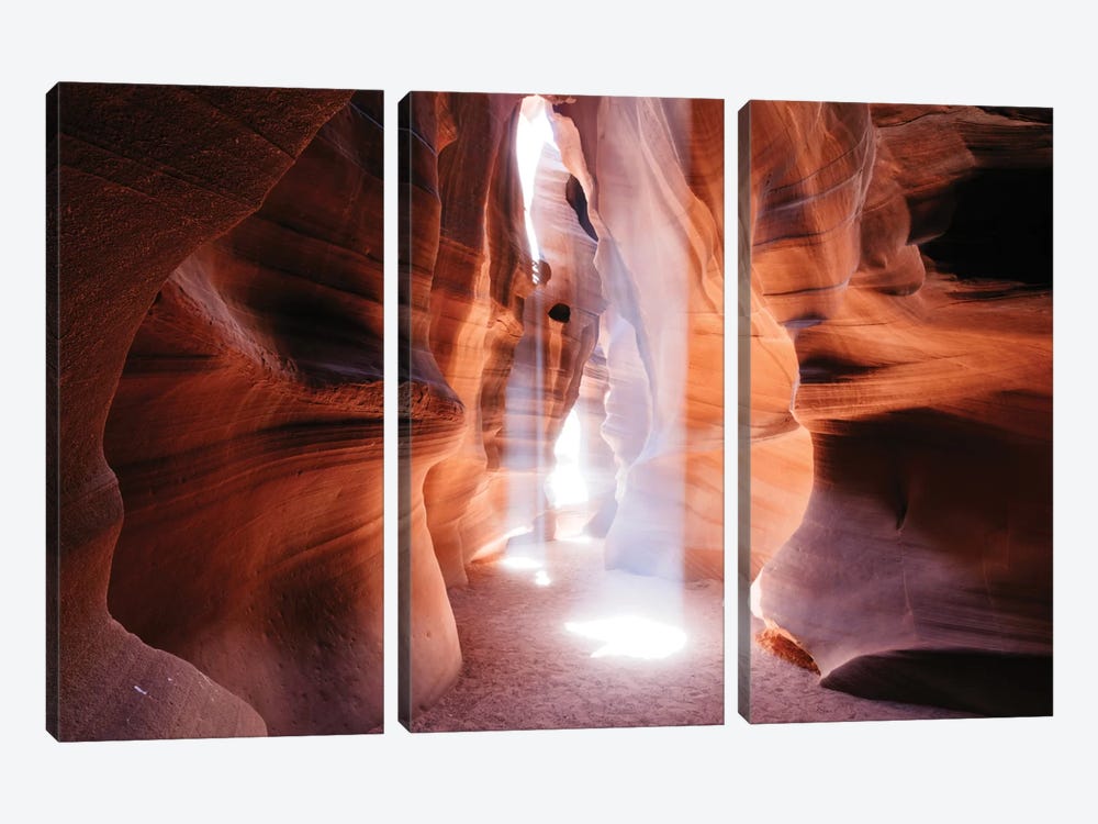 Beams Of Light (Dance Of Light), The Crack, Antelope Canyon, Navajo Nation, Arizona, USA by Matteo Colombo 3-piece Canvas Print