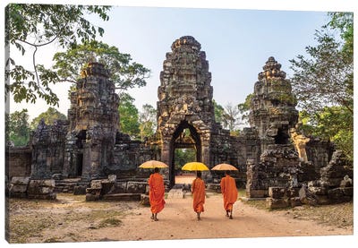 Buddhist Monks, Angkor Wat, Cambodia Canvas Art Print - Holy & Sacred Sites