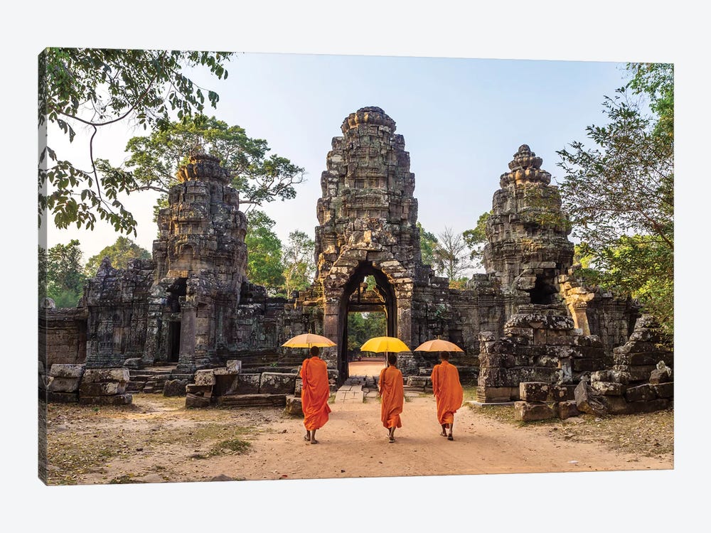 Buddhist Monks, Angkor Wat, Cambodia by Matteo Colombo 1-piece Canvas Artwork