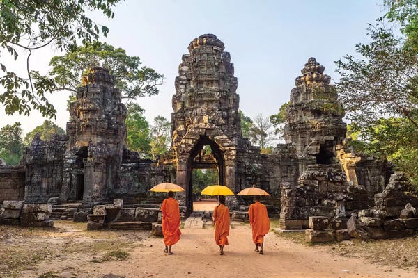 Arches: Buddhist Monks, Angkor Wat, Cambodia by Matteo Colombo