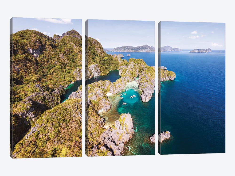 Tropical Island With Lagoons, El Nido, Philippines by Matteo Colombo 3-piece Canvas Art