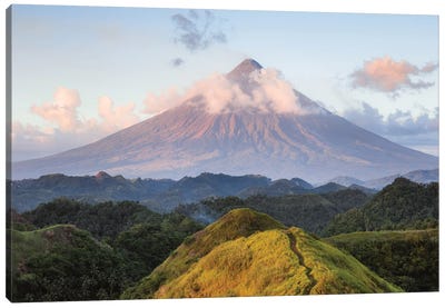 Sunset Over Mayon Volcano, Albay, Philippines Canvas Art Print - Volcano Art