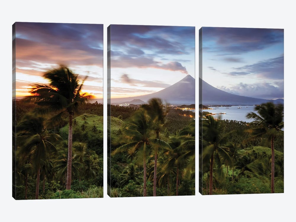 Mayon Volcano And Valley At Sunset, Albay, Philippines by Matteo Colombo 3-piece Canvas Art